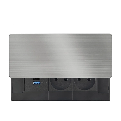 Vestavný blok zásuvek s posuvným krytem 2 zásuvky USB A+C 20W PD 2m stříbrný Solight PP128C-PD20 (obrázek 7)