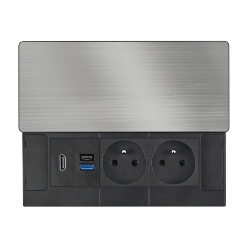 Vestavný blok zásuvek s posuvným krytem 2 zásuvky HDMI USB A+C 20W PD 2m stříbrný Solight PP128C-PD20-HDMI (obrázek 7)