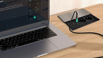 Vestavný blok zásuvek s posuvným krytem 2 zásuvky HDMI USB A+C 20W PD 2m stříbrný Solight PP128C-PD20-HDMI (obrázek 10)