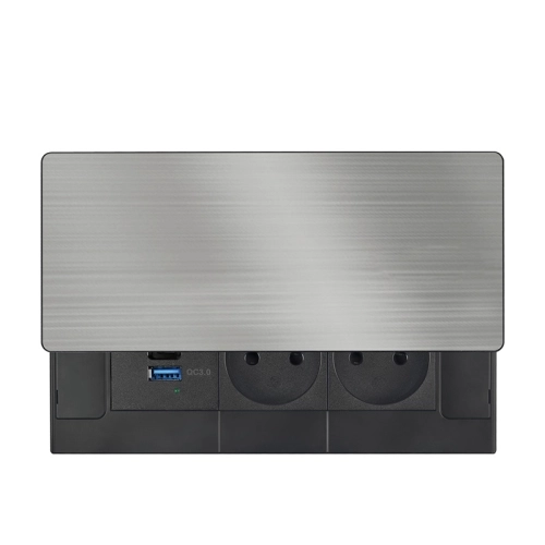 Vestavný blok zásuvek s posuvným krytem 2 zásuvky USB A+C 65W PD 2m stříbrný Solight PP128C-PD65 (obrázek 9)