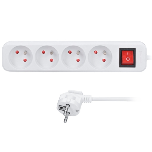 Prodlužovací přívod 3m 4 zásuvky vypínač 3x1,5mm2 PVC bílý Solight PP32X