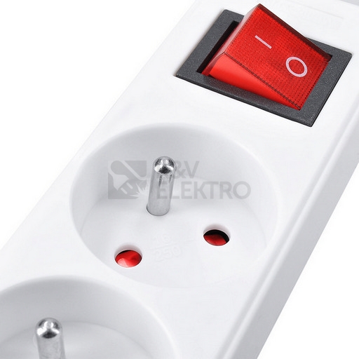 Obrázek produktu Prodlužovací přívod 5m 5 zásuvek vypínač 3x1,5mm2 PVC bílý Solight PP53X 2