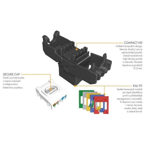 Konektor keystone Solarix SXKJ-5E-UTP-RAL-SA s vyměnitelnými barevnými maskami