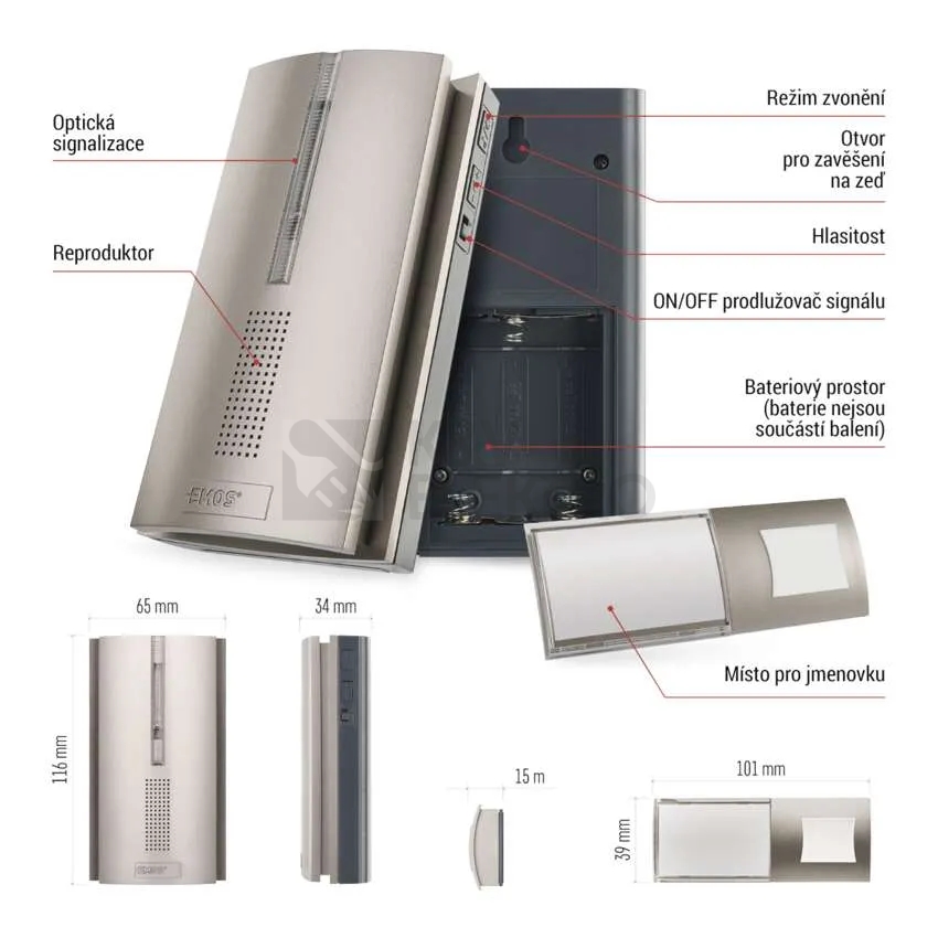 Obrázek produktu Bezdrátový domovní zvonek EMOS P5763N 6