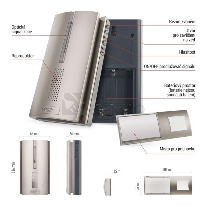 Obrázek produktu Bezdrátový domovní zvonek EMOS P5763N 20