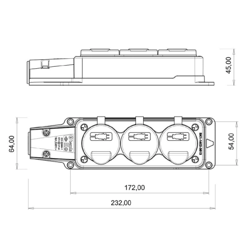 Trojzásuvka gumová IP54 16A GZF 103 (obrázek 5)