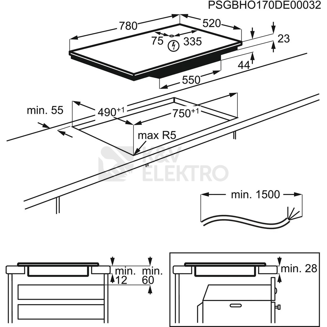 Obrázek produktu Varná deska indukční AEG IKE85753FB série 6000 MultipleBridge Hob2Hood 3