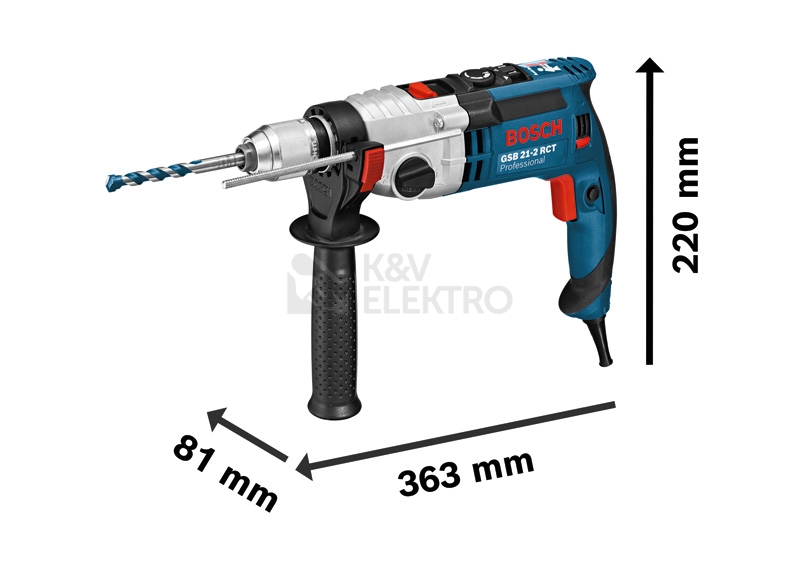 Obrázek produktu Příklepová vrtačka 1300W Bosch GSB 21-2 RCT 0.601.19C.700 3