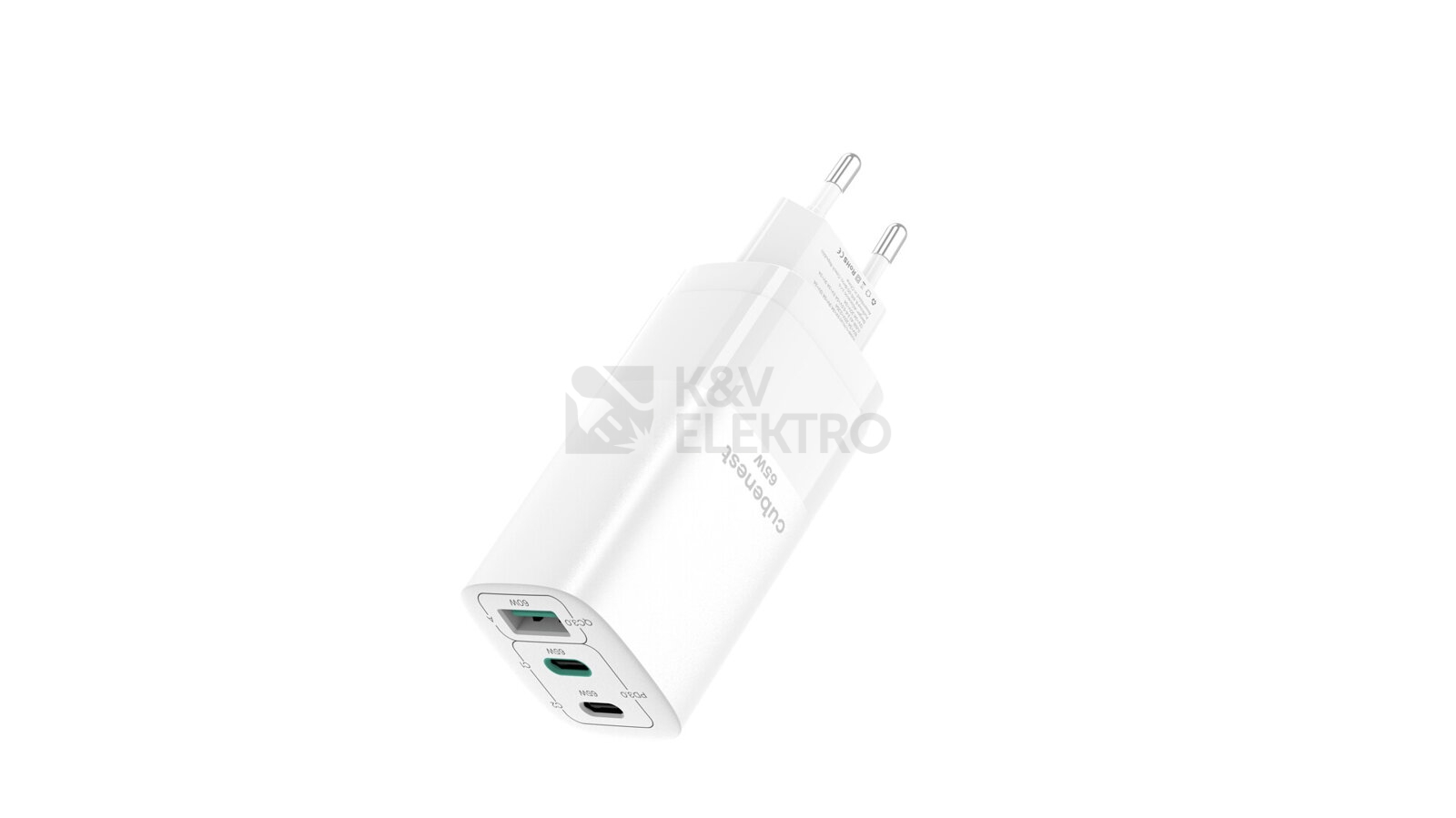 Obrázek produktu Rychlonabíjecí zásuvkový adaptér 2x USB-C a 1x USB-A Cubenest PD GaN Adaptér 65W S3D0 bílý 2