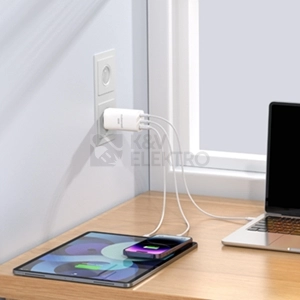 Obrázek produktu Rychlonabíjecí zásuvkový adaptér 2x USB-C a 1x USB-A Cubenest PD GaN Adaptér 65W S3D0 bílý 3