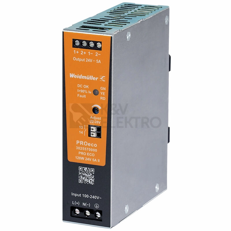Obrázek produktu Spínaný napájecí zdroj Weidmüller PROeco 120W 24V 10A 3025570000 0