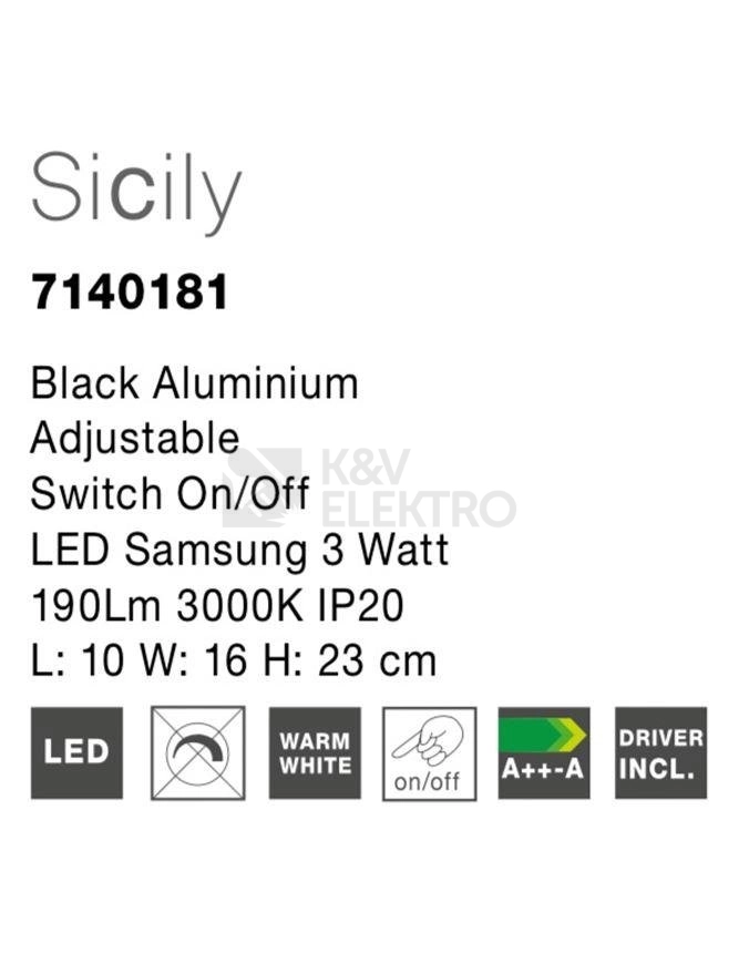Obrázek produktu Nástěnné LED svítidlo NOVA LUCE SICILY 3W 3000K 7140181 3