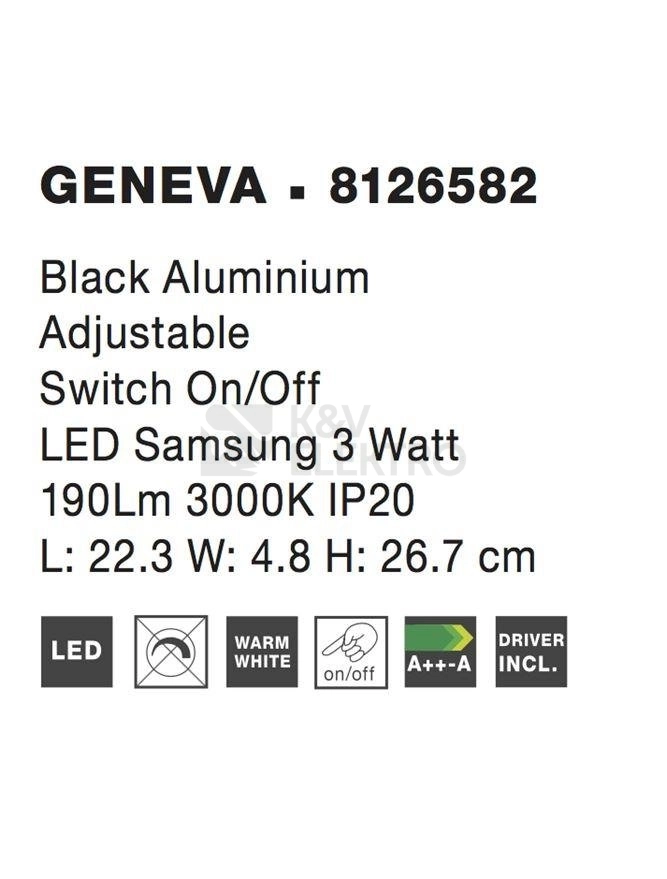 Obrázek produktu Nástěnné LED svítidlo NOVA LUCE GENEVA 3W 3000K 8126582 3