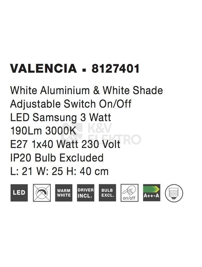 Obrázek produktu Nástěnné svítidlo NOVA LUCE VALENCIA E27 + LED na čtení 3000K 8127401 bez žárovky 3