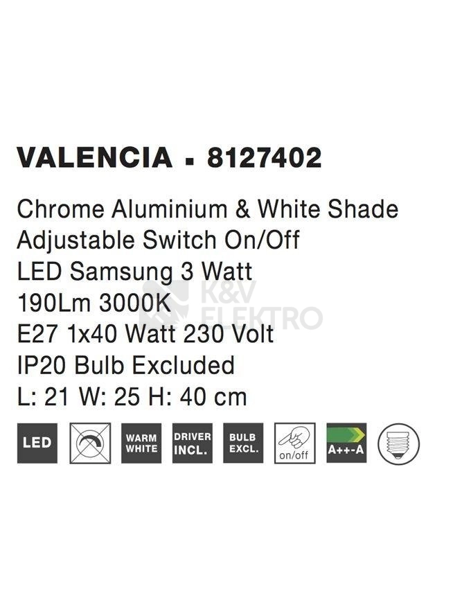 Obrázek produktu Nástěnné svítidlo NOVA LUCE VALENCIA E27 + LED na čtení 3000K 8127402 bez žárovky 3