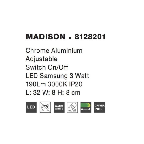 Nástěnné LED svítidlo NOVA LUCE MADISON 3W 3000K 8128201