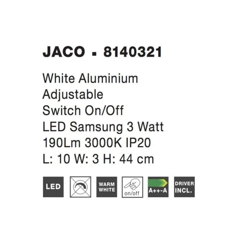 Nástěnné LED svítidlo NOVA LUCE JACO 3W 3000K 8140321 (obrázek 5)