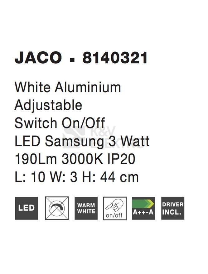 Obrázek produktu Nástěnné LED svítidlo NOVA LUCE JACO 3W 3000K 8140321 4