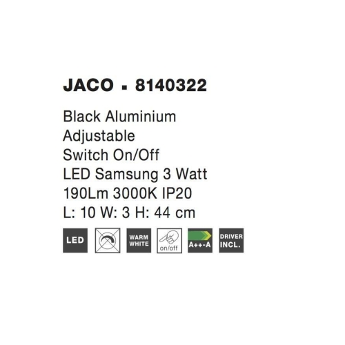 Nástěnné LED svítidlo NOVA LUCE JACO 3W 3000K 8140322