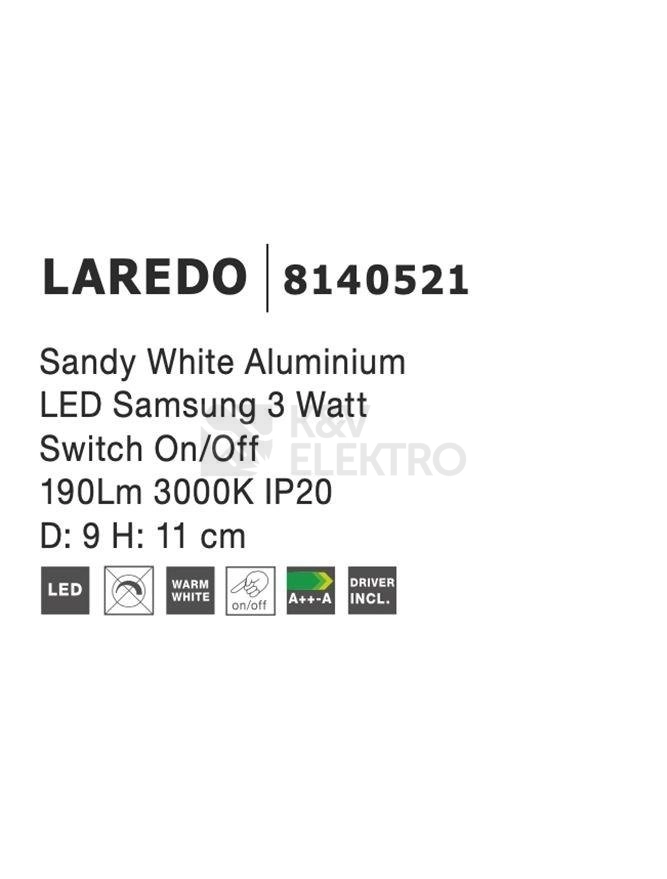 Obrázek produktu Nástěnné LED svítidlo NOVA LUCE LAREDO 3W 3000K 8140521 4
