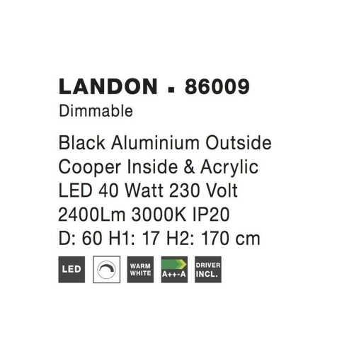 Závěsné LED svítidlo NOVA LUCE LANDON 41W 3000K 86009 stmívatelné Triac (obrázek 5)