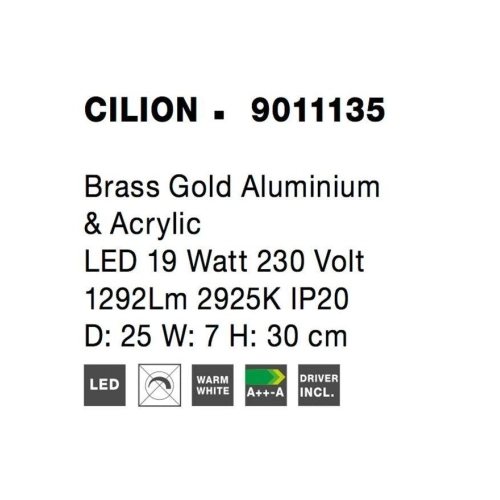 Nástěnné LED svítidlo NOVA LUCE CILION 19W 3000K 9011135 (obrázek 6)