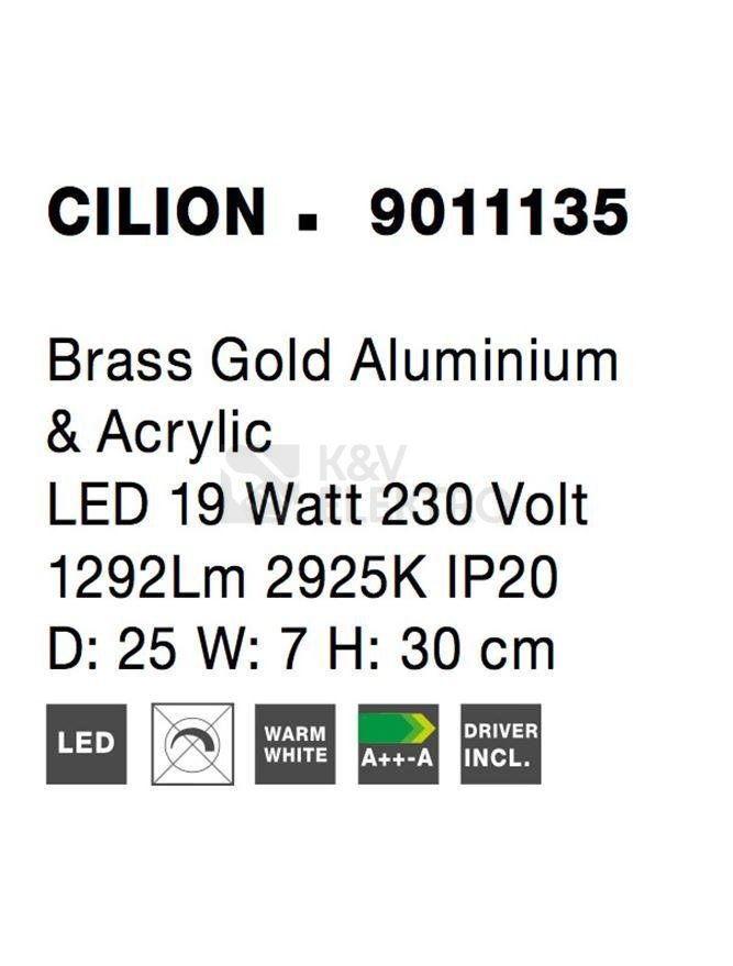Obrázek produktu Nástěnné LED svítidlo NOVA LUCE CILION 19W 3000K 9011135 5