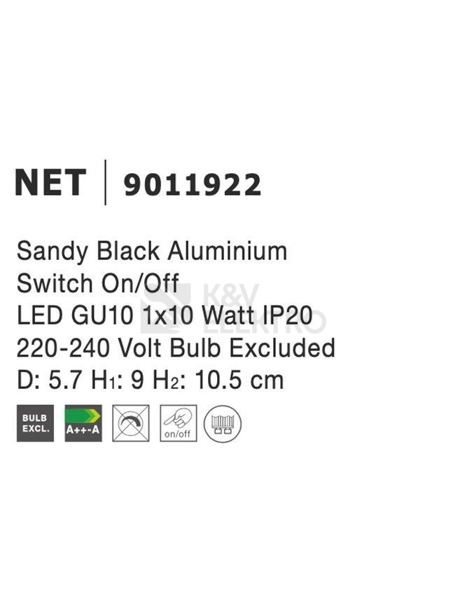 Obrázek produktu Nástěnné svítidlo NOVA LUCE NET GU10 9011922 bez žárovky 1