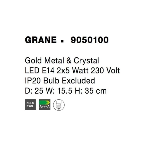 Nástěnné svítidlo NOVA LUCE GRANE E14 9050100 bez žárovky (obrázek 6)
