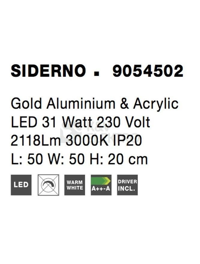 Obrázek produktu Stropní LED svítidlo NOVA LUCE SIDERNO 31W 3000K 9054502 5