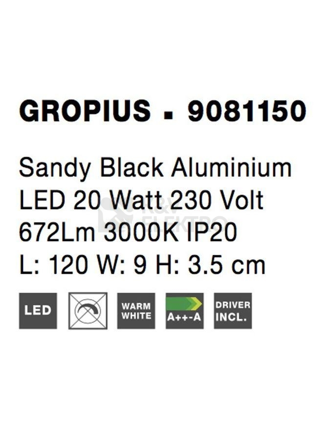 Obrázek produktu Nástěnné LED svítidlo NOVA LUCE GROPIUS 20W 3000K 9081150 10