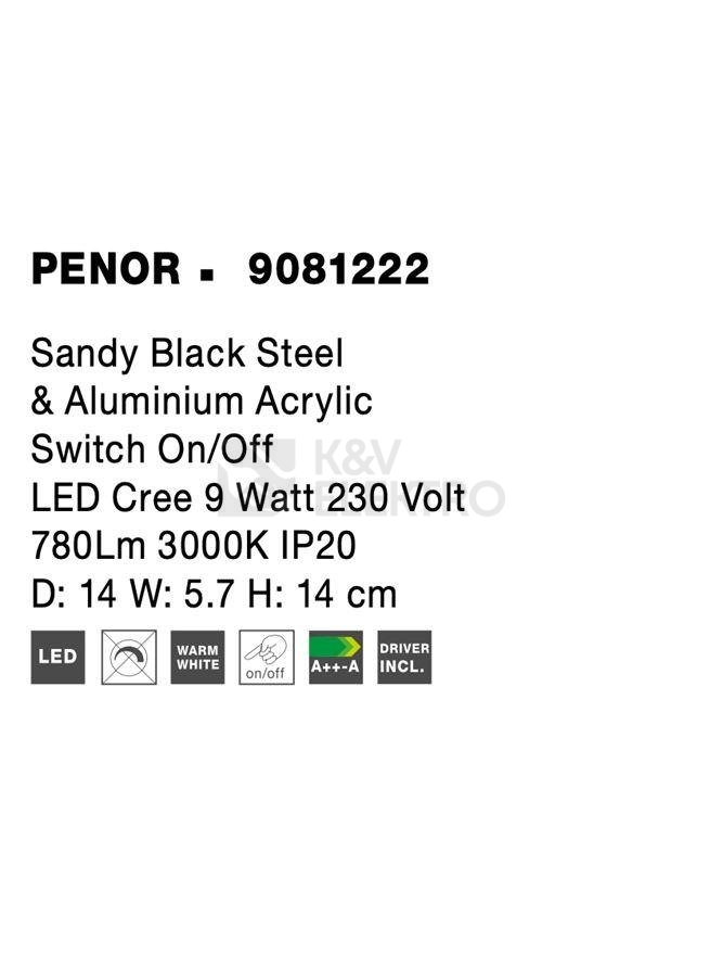 Obrázek produktu Nástěnné LED svítidlo NOVA LUCE PENOR 9W 3000K 9081222 10