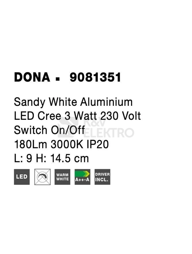 Obrázek produktu Nástěnné LED svítidlo NOVA LUCE DONA 3W 3000K 9081351 10