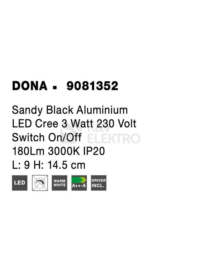 Obrázek produktu Nástěnné LED svítidlo NOVA LUCE DONA 3W 3000K 9081352 3