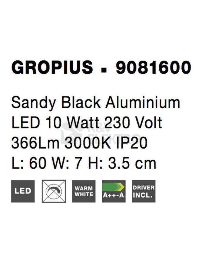 Obrázek produktu Nástěnné LED svítidlo NOVA LUCE GROPIUS 10W 3000K 9081600 8