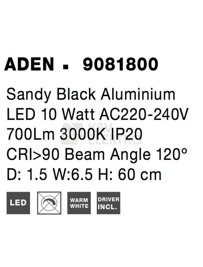 Obrázek produktu Nástěnné LED svítidlo NOVA LUCE ADEN 10W 3000K 9081800 6