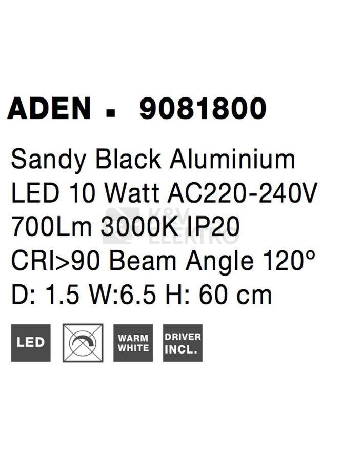 Obrázek produktu Nástěnné LED svítidlo NOVA LUCE ADEN 10W 3000K 9081800 6