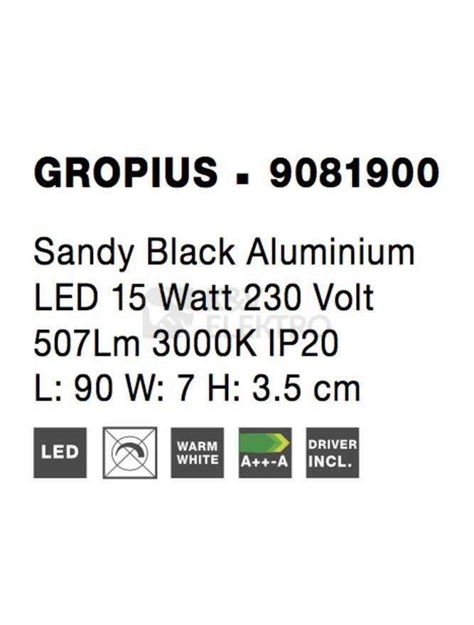 Obrázek produktu Nástěnné LED svítidlo NOVA LUCE GROPIUS 15W 3000K 9081900 8