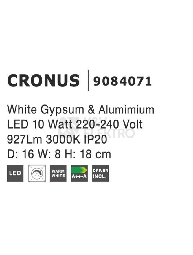 Obrázek produktu Nástěnné LED svítidlo NOVA LUCE CRONUS 10W 3000K 9084071 1