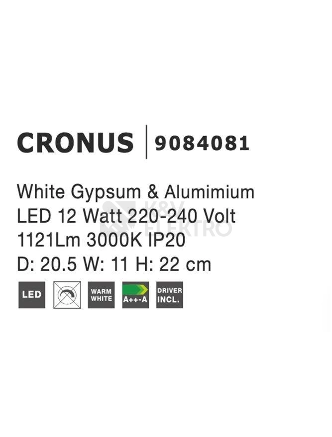 Obrázek produktu Nástěnné LED svítidlo NOVA LUCE CRONUS 12W 3000K 9084081 8