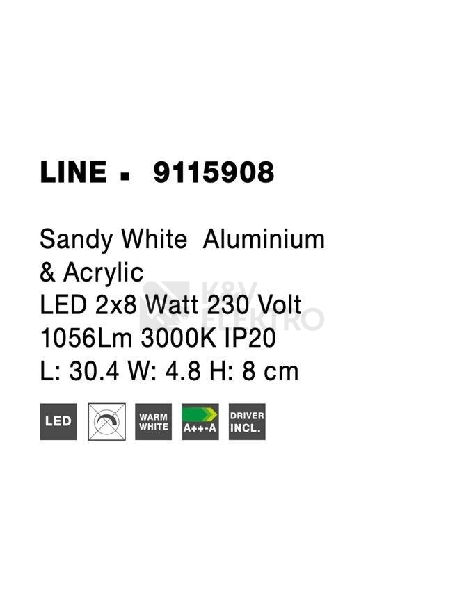 Obrázek produktu Nástěnné LED svítidlo NOVA LUCE LINE 2x8W 3000K 9115908 6