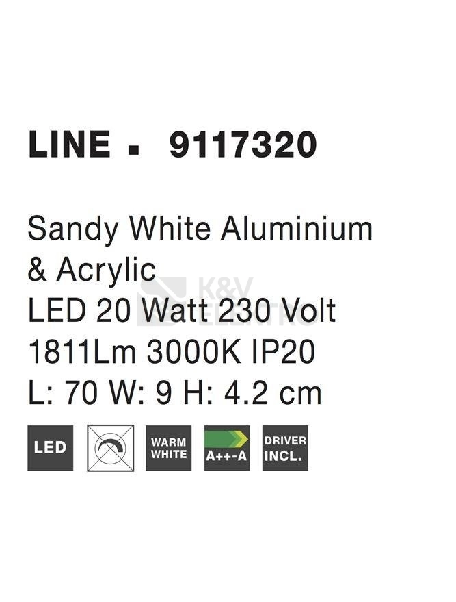 Obrázek produktu Nástěnné LED svítidlo NOVA LUCE LINE 20W 3000K 9117320 1
