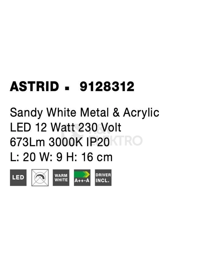 Obrázek produktu Nástěnné LED svítidlo NOVA LUCE ASTRID 12W 3000K 9128312 8