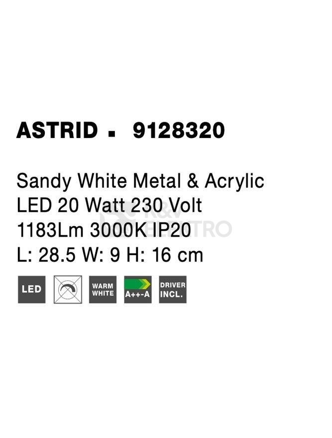 Obrázek produktu Nástěnné LED svítidlo NOVA LUCE ASTRID 20W 3000K 9128320 1
