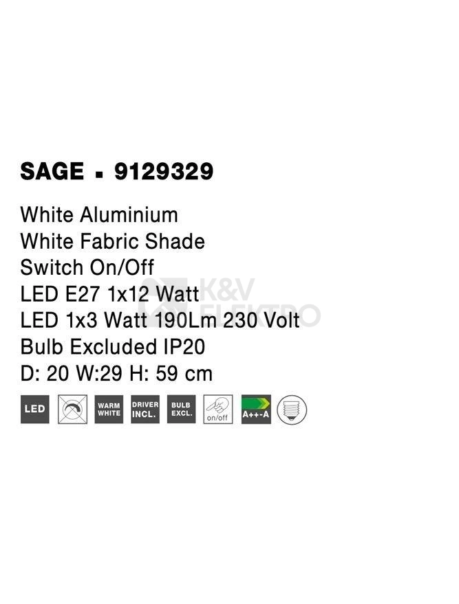 Obrázek produktu Nástěnné svítidlo NOVA LUCE SAGE E27 + LED na čtení 3000K 9129329 bez žárovky 8