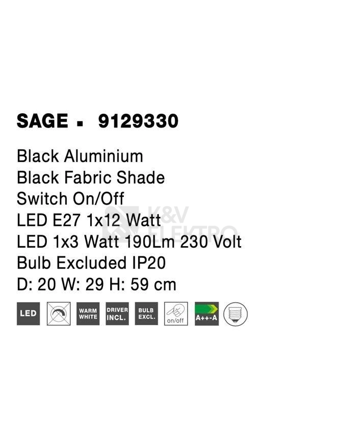 Obrázek produktu Nástěnné svítidlo NOVA LUCE SAGE E27 + LED na čtení 3000K 9129330 bez žárovky 1