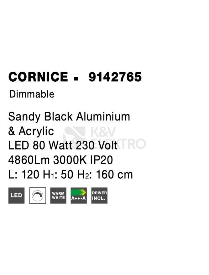Obrázek produktu Závěsné LED svítidlo NOVA LUCE CORNICE 91W 3000K 9142765 stmívatelné Triac 1