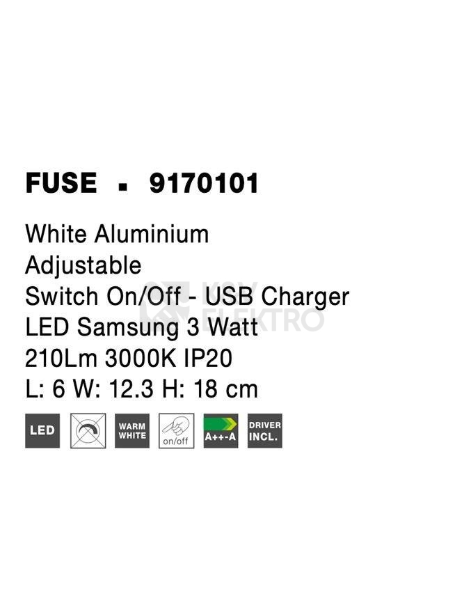 Obrázek produktu Nástěnné LED svítidlo NOVA LUCE FUSE 3W 3000K 9170101 8