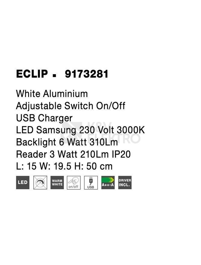 Obrázek produktu Nástěnné LED svítidlo NOVA LUCE ECLIP 9W 3000K 9173281 6