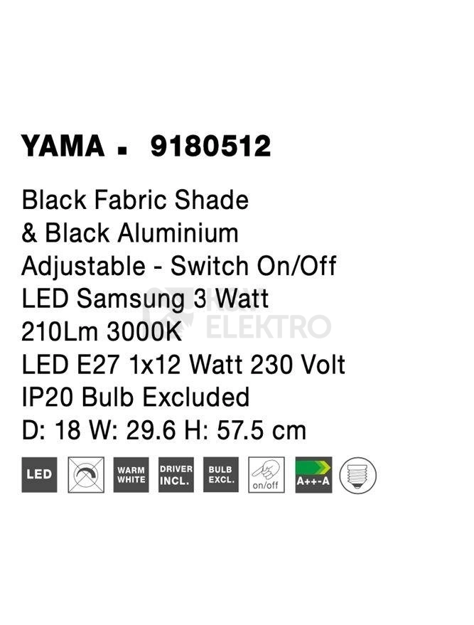 Obrázek produktu Nástěnné svítidlo NOVA LUCE YAMA E27 + LED na čtení 3000K 9180512 bez žárovky 6